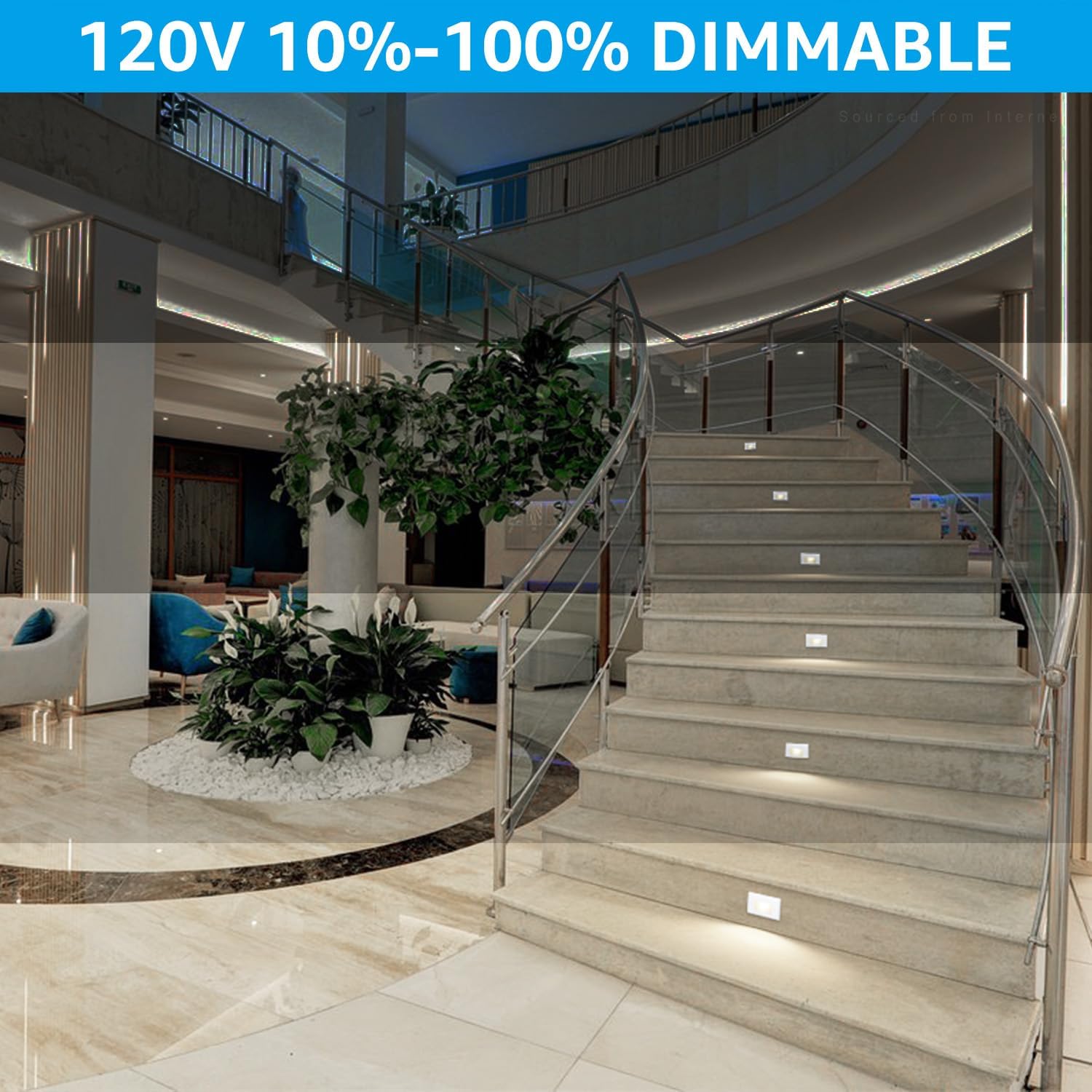 LEONLITE 3CCT LED Step Lights 120V-277V, 150LM 2.5W Dimmable Horizontal Stair Lights Indoor Outdoor IP65, CRI90 & ETL, 2700K/3000K/4000K Selectable Zinc Alloy Staircase Lights, White, 6 Pack