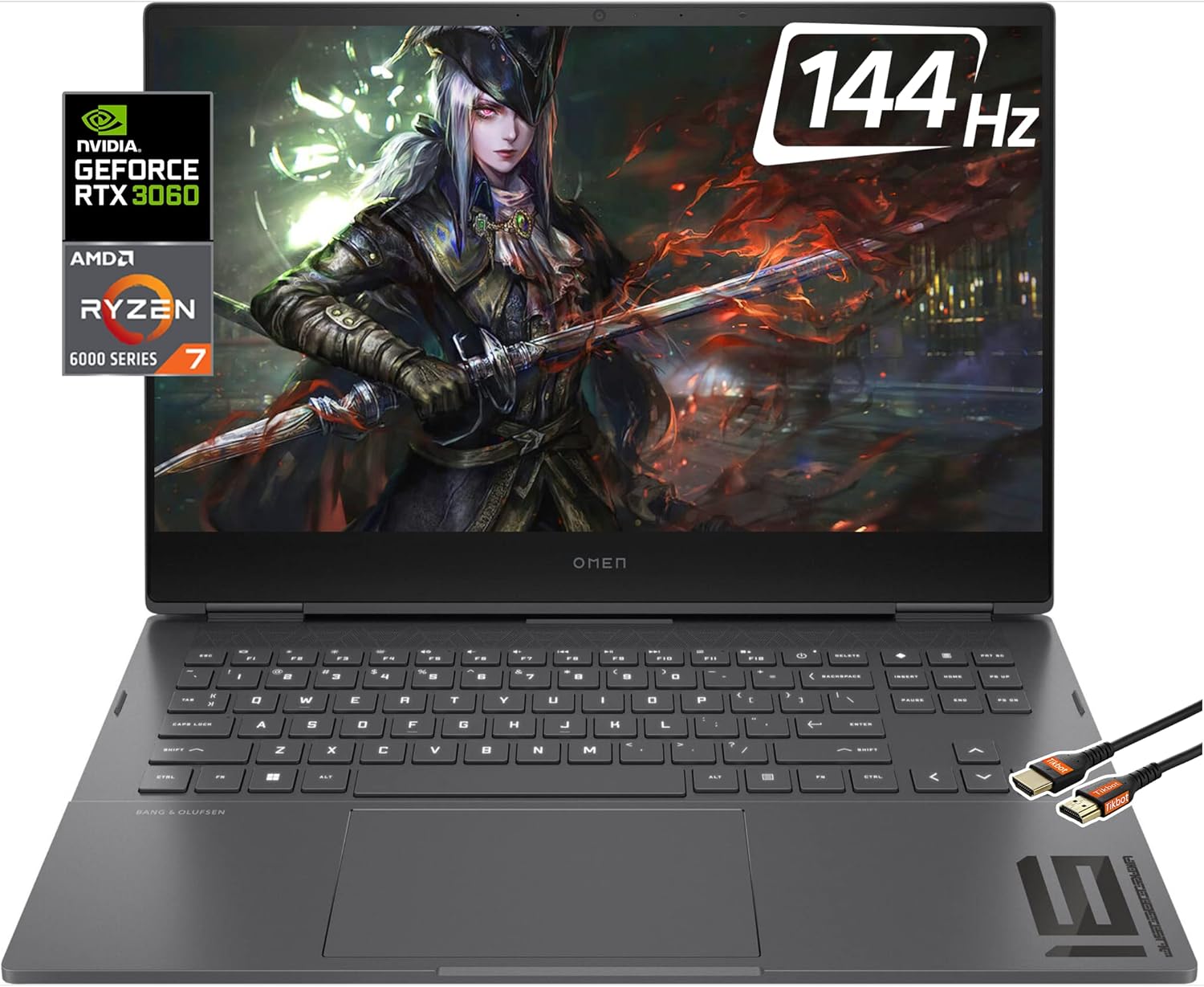 HP OMEN 16.1 \ '\' FHD 144Hz 100% sRGB Gaming Laptop - NVIDIA GeForce RTX 3060 AMD 8-Core Ryzen7-6800H FreeSync RGB Backlit Wi-Fi 6E Win11 W/HDMI (RAM ទំហំ ៣២ ជីកាបៃ | ២TB PCIe SSD)