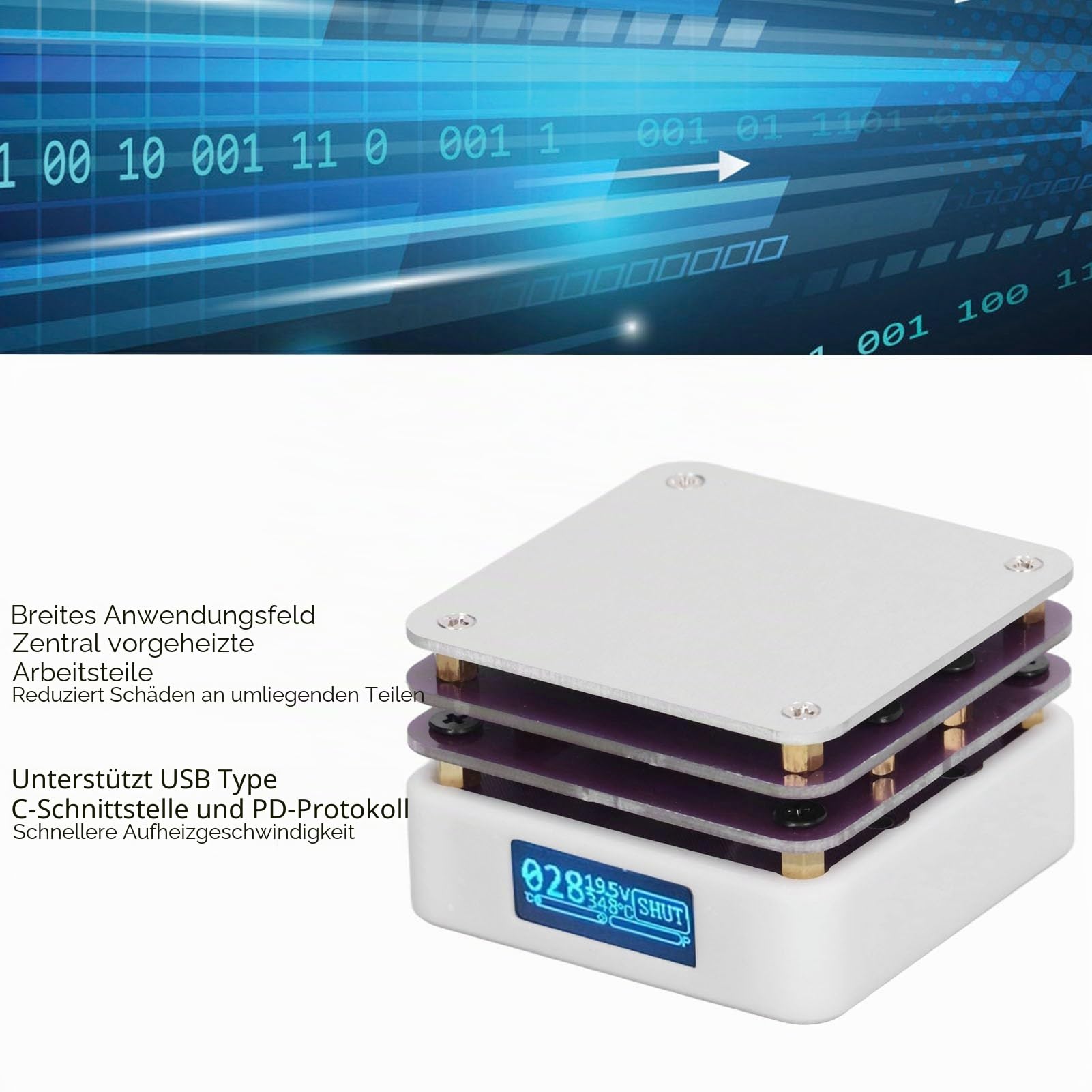 Labor-Heizplatte, Reflow-Oven, 110 V, 850 W, Elektrisches Vorheizen, Lötkolben, Vorwärmstation, Mini-Thermostat-Heiztisch, Schweißgerät, Soldering Tool, Heating Plate