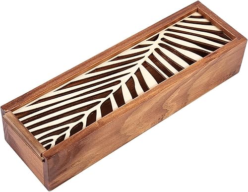 Soporte para lápices de madera de bricolaje, caja de almacenamiento para lápices de madera, estuche vintage con funda extraíble, caja de madera con
