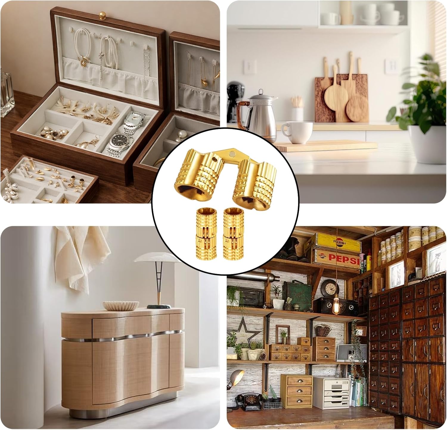 Mini Hinges for Wood, Drill Hinges, Pack of 5, Precision Hinges for Furniture Construction and Craft Projects