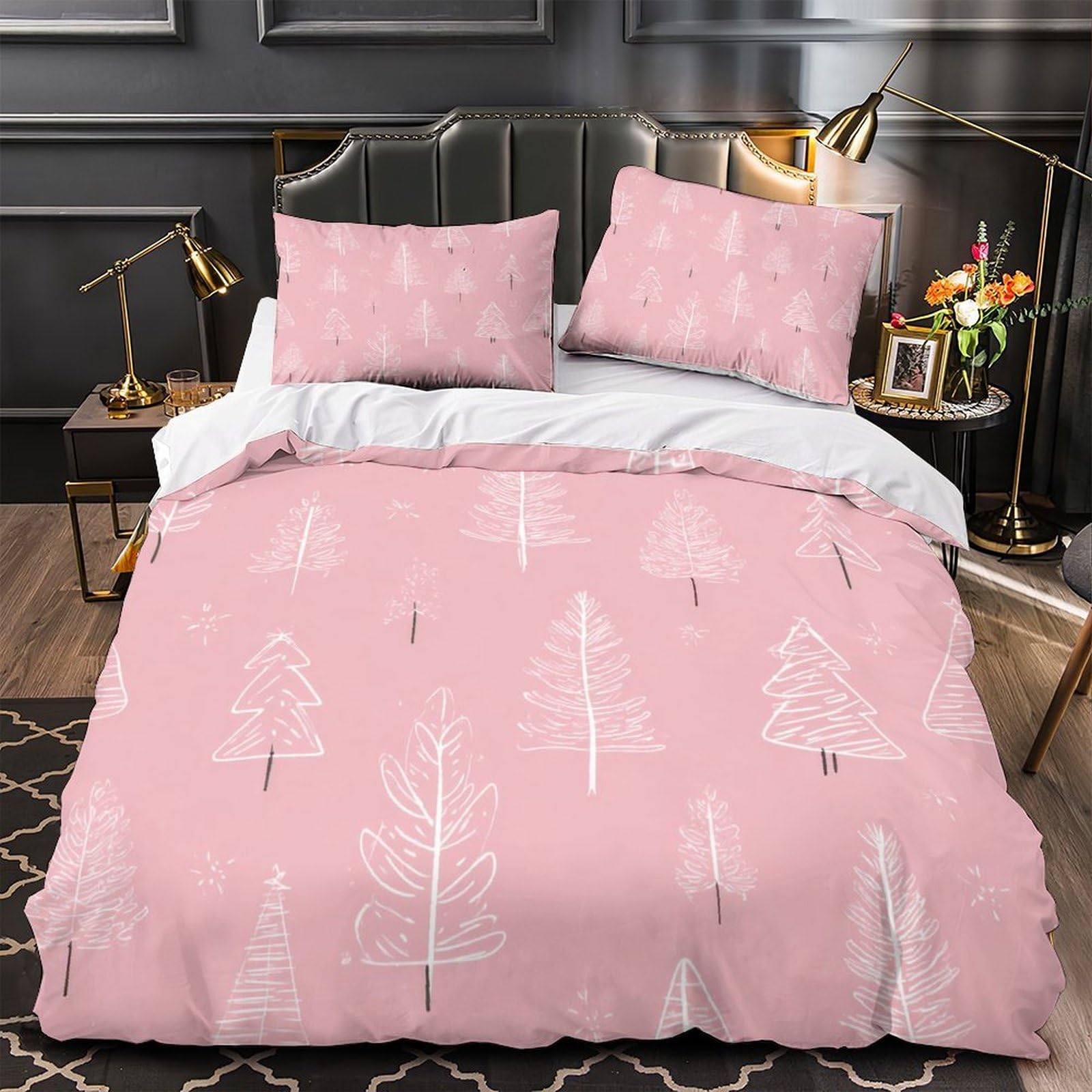 Housse de couette sapins de Noël lit simple pour une chambre d'enfant cocooning