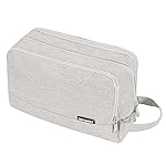 Toiletry Bag for Men Hanging Dopp Kit Water Resistant Shaving Bag Small Toiletry Bag for Traveling (Denim Pure Beige)