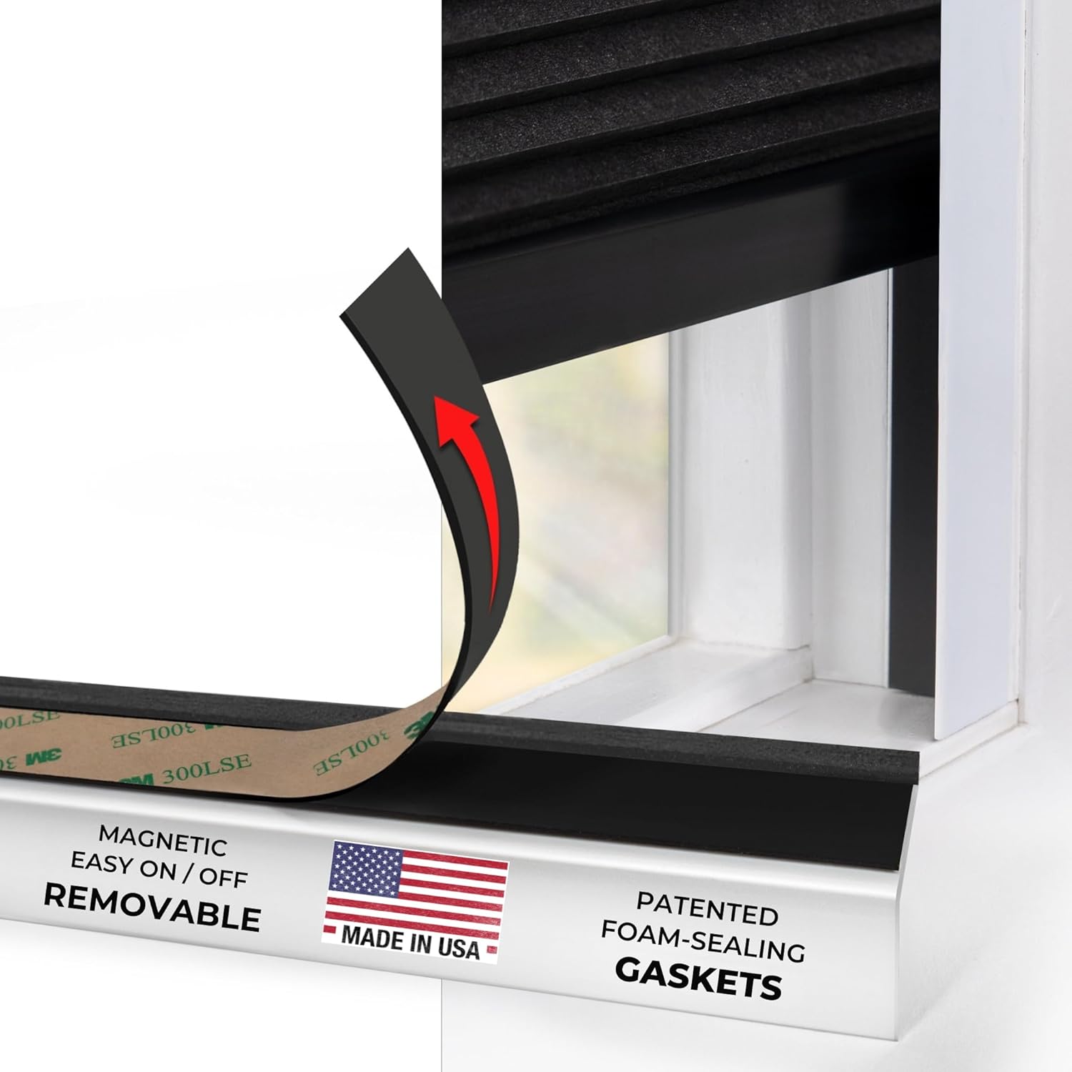 Window Light Blocker - Black 60" Set of 2 (Removable) - Blackout Side Tracks for Window Cellular & Roller Shades - Light Blocking Strips for Bedrooms, Nurseries and Media Rooms