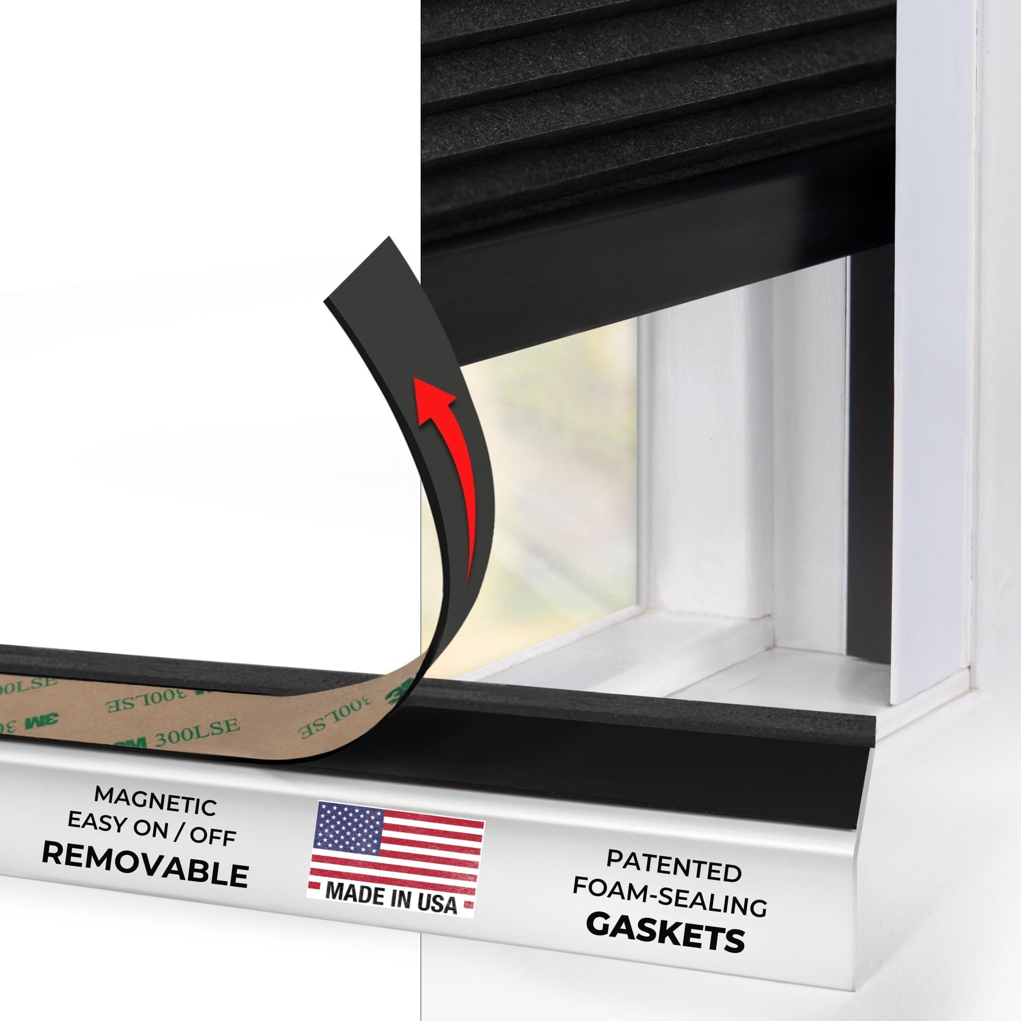 Window Light Blocker - White 60" Set of 2 (Removable) - Blackout Side Tracks for Window Cellular & Roller Shades - Light Blocking Strips for Bedrooms, Nurseries and Media Rooms