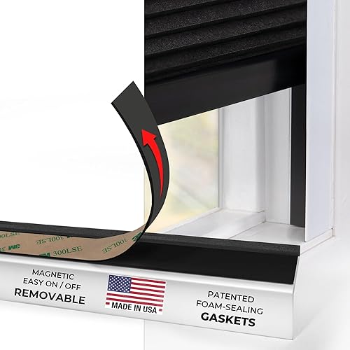 Window Light Blocker - White 60" Set of 2 (Removable) - Blackout Side Tracks for Window Cellular & Roller Shades - Light Blocking Strips for Bedrooms, Nurseries and Media Rooms