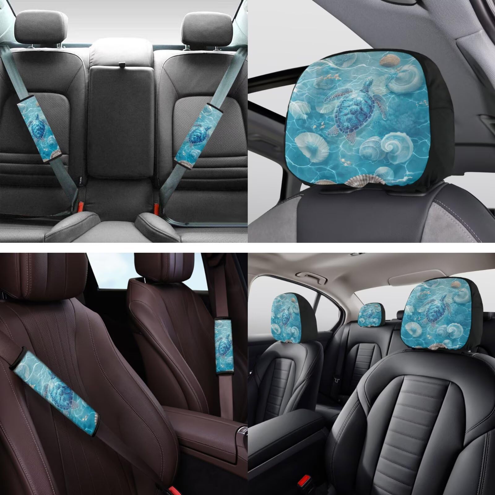 Set di coprisedili universali per interni auto, con coprivolante, poggiatesta, imbottiture per cinture di sicurezza, per camion, berlina, SUV, blu