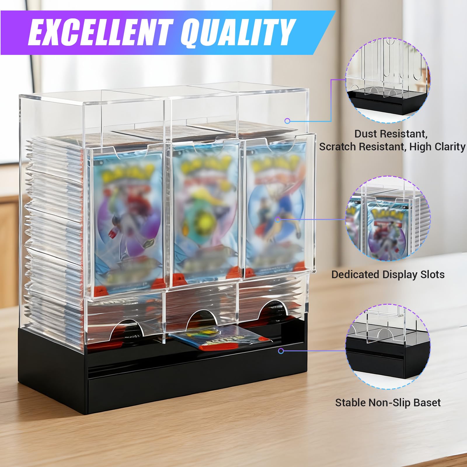 3 Slot Booster Pack Dispenser con Base Nera