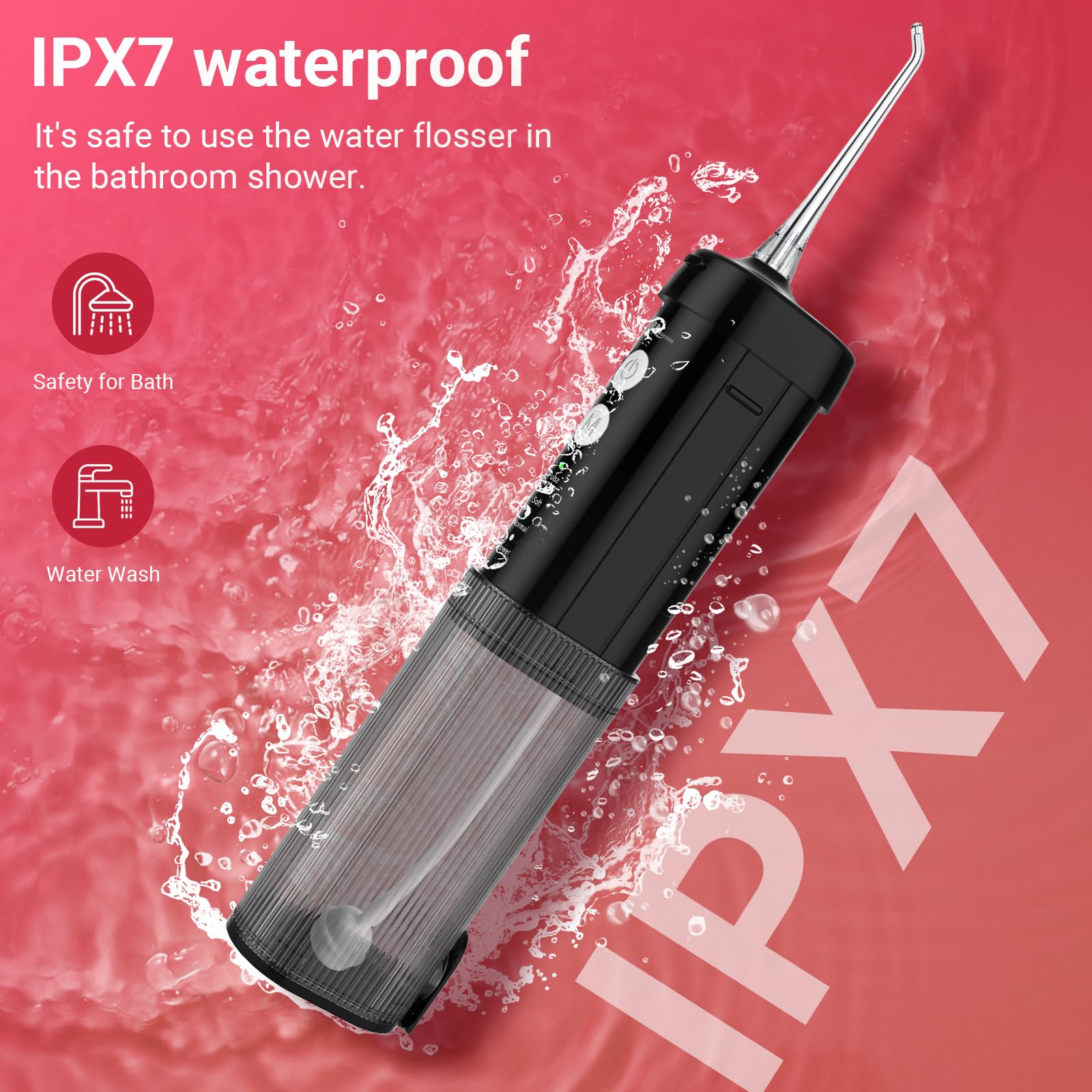 JNGOODS Mini irrigador bucal portátil irrigador bucal limpiador de dientes de agua, tanque de agua telescópico, 4 modos e impermeable IPX7, hilo dental de agua para el hogar y los viajes, para el