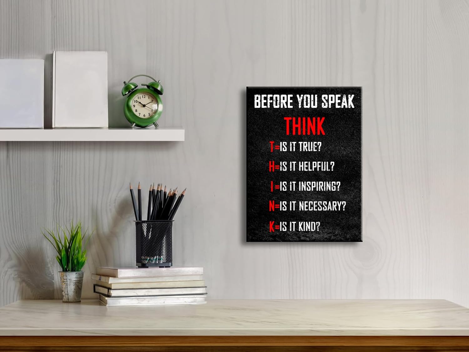 Pyradecor Motivational Think Before You Speak Classroom Positive Quotes Inspirational Poster Canvas Prints Wall Art for Office Living Room Home Decorations - Image 3