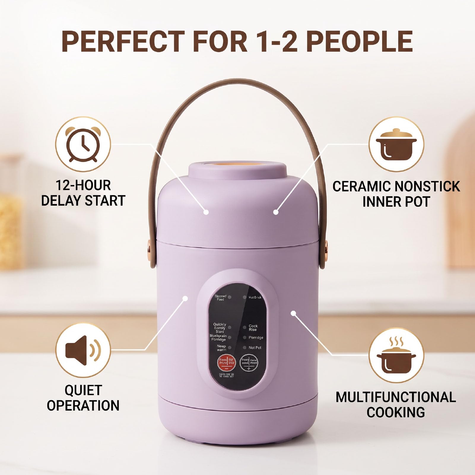 Asixxsix Mini Cuiseur à Riz, 6 Fonctions de Cuisson,Affichage LED (UE)