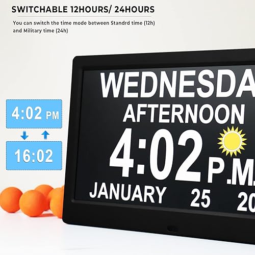 Miniatura 4 de MAXCULUX Reloj digital ultra grande de 115 pulgadas con 19 alarmas y recordatorios personalizados reloj automático de ahorro de luz diurna y