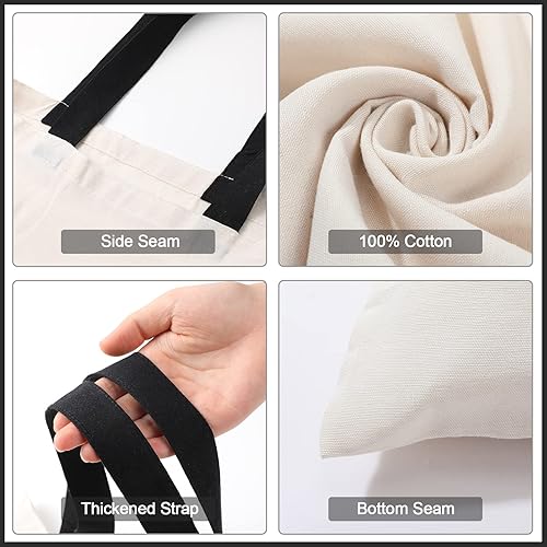 Miniatura 10 de Roowest 60 bolsas de lona de algodón reutilizables a granel, regalos de agradecimiento a los empleados, bolsas de tela para compras de comestibles