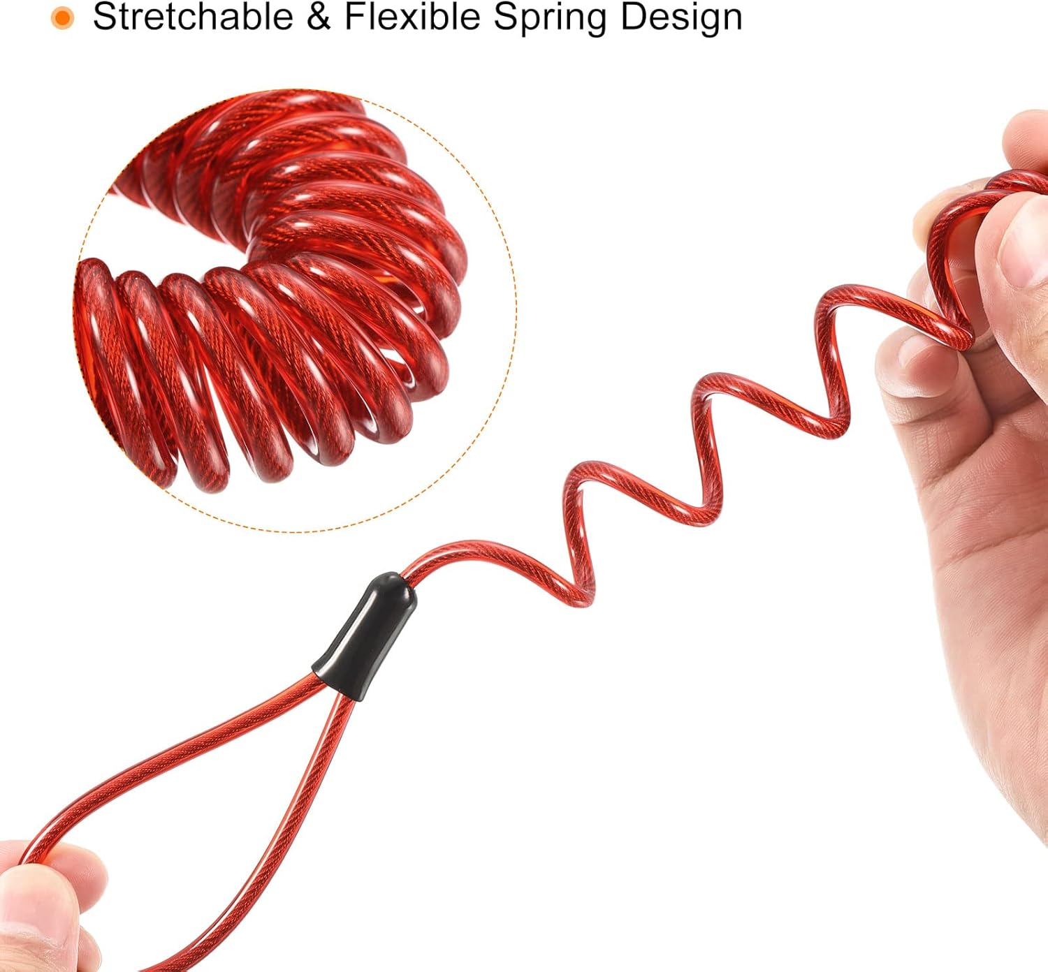 PATIKIL Security Steel Cable 3.5mm x 1.5m/4.92ft Coated Spring Luggage Lock Wire Rope with Double Loop Red 3 Pack - Image 5