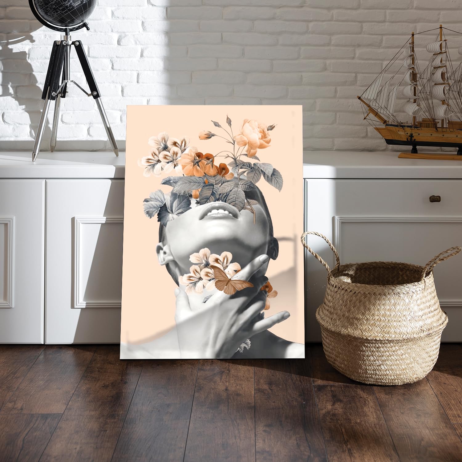 Painting Mantra Stretched Modern Canvas Wall Art Painting, Biscuit Beige Inner Beauty Artwork for Living Room, Home, Bedroom, Office Decoration (Set of 1, 16x22 Inch)