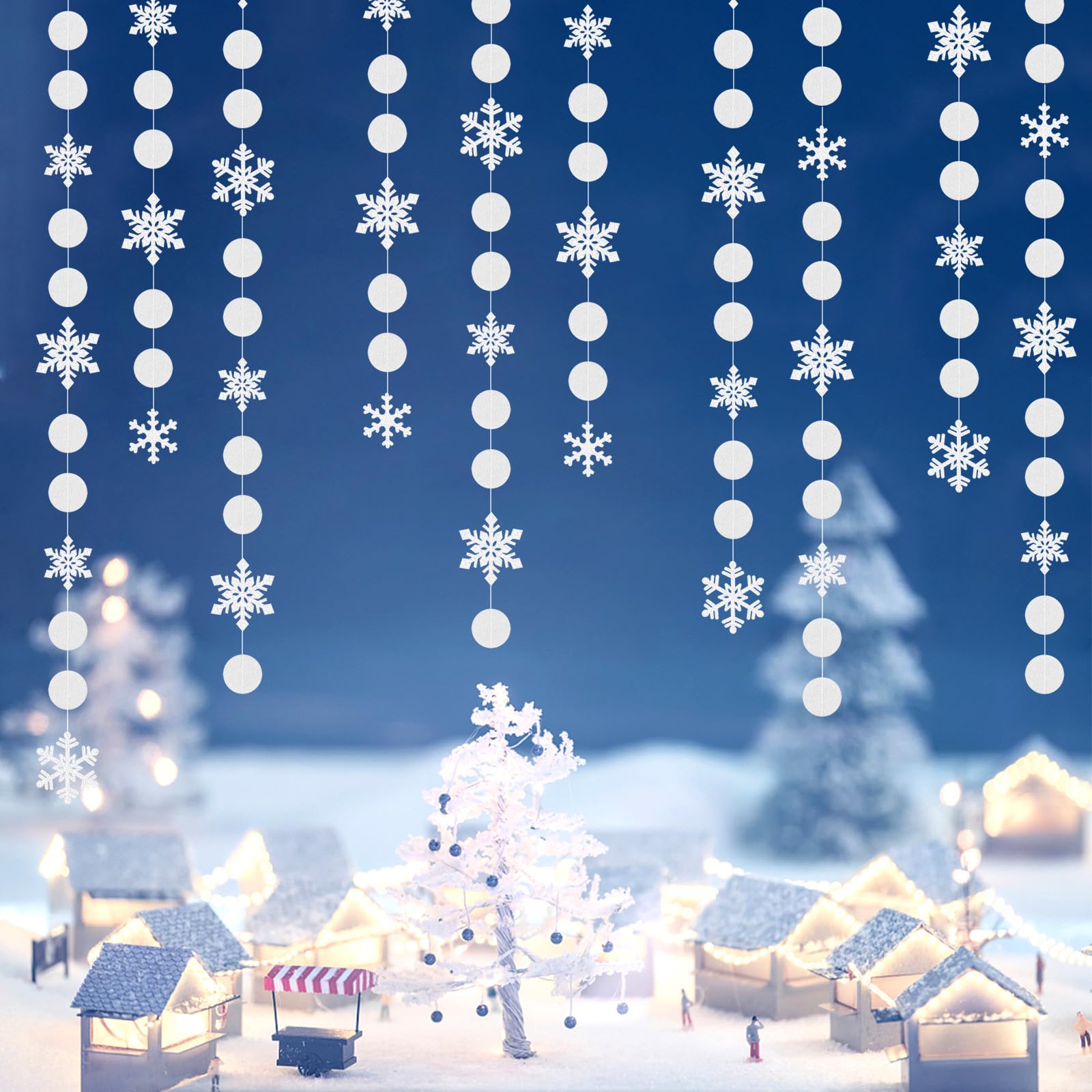 54-teilige Schneeflocken-Girlanden Mit Wirbeln - Schimmernde Decken-Dekoration Für Winterparty, Weihnachten & Geburtstag