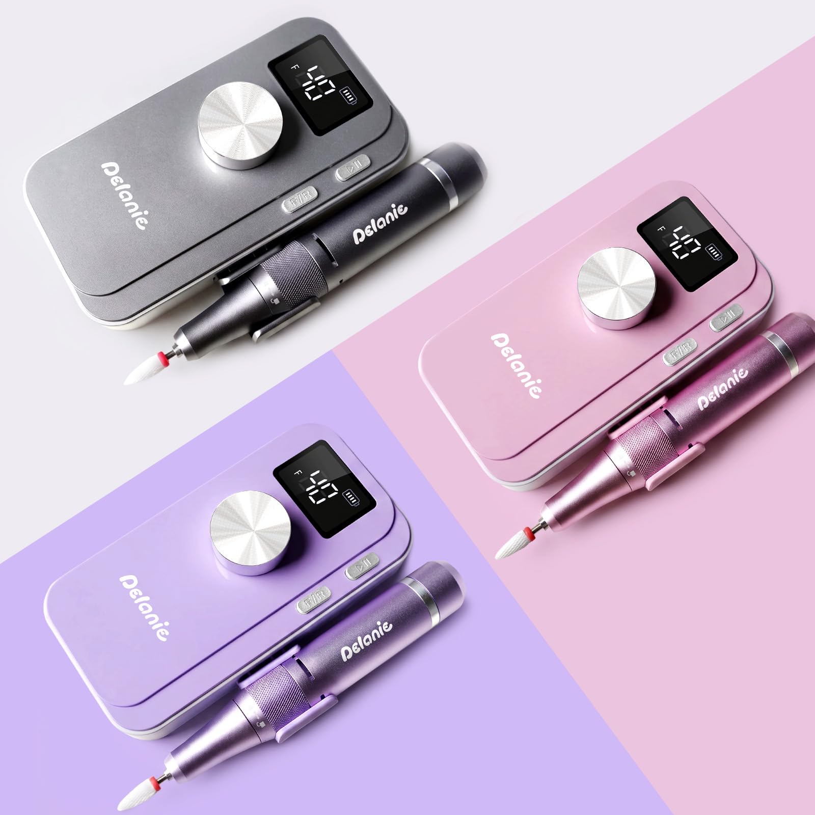 Delanie Taladro de uñas eléctrico portátil gris