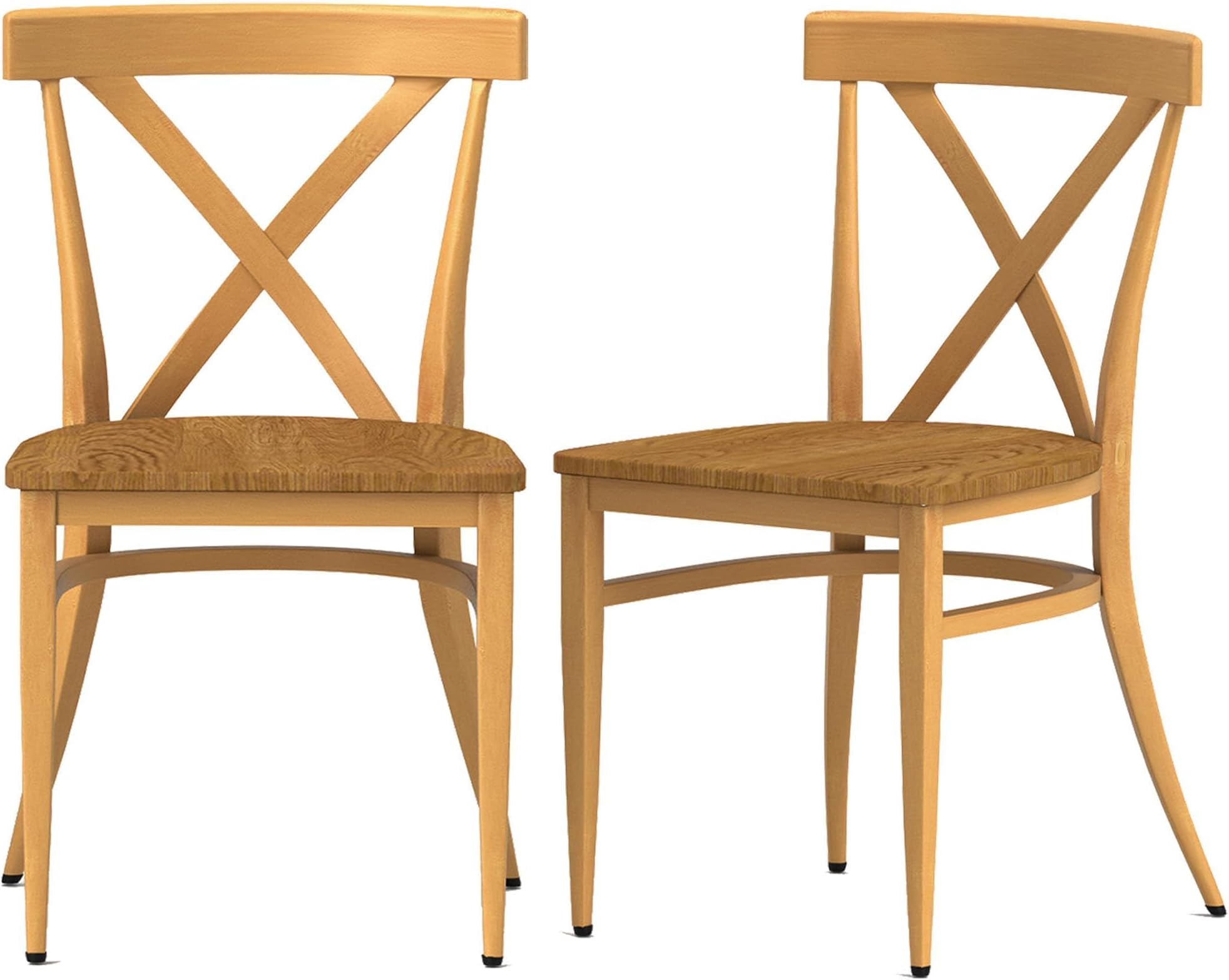 LUCKYERMORE Heavy Duty Metal Dining Chair Set of 2, Commercial Stackable Chair with Wood Seat, Metal Frame, 450 LBS Capacity, for Kitchen, Restaurant, Dining Room, Fully Assembled, X Back, Yellow