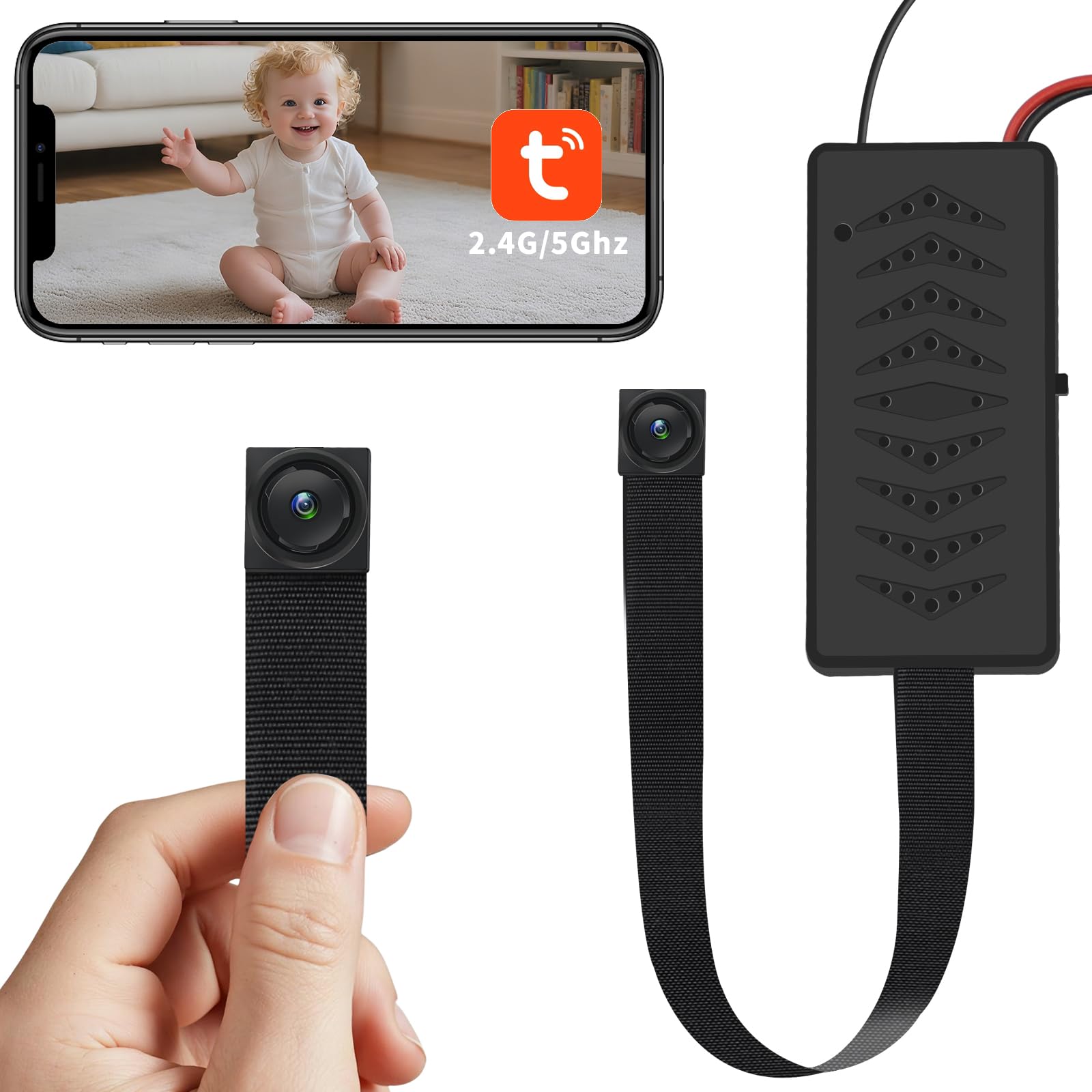 Mini HD Kamera WiFi, Tragbare Kleine Kamera, 1080P Mikro Videokamera | 5GHz & 2.4GHz WLAN, Bewegungserkennung, Langer Akkulaufzeit, TUYA APP Remote View