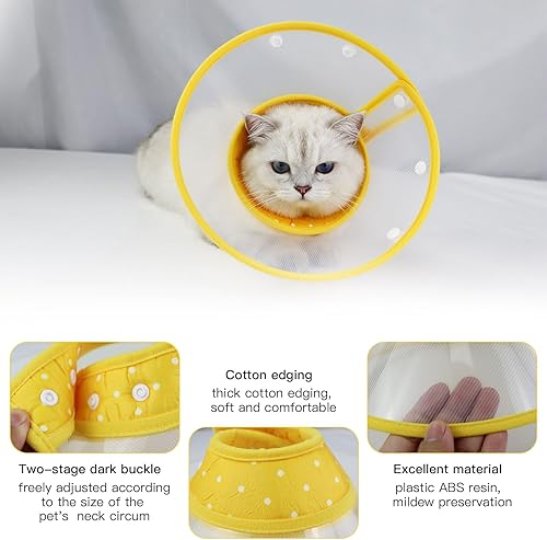 Miniatura 8 de Collar ajustable para perro con recuperación de cono para perro, collar acolchado transparente con borde suave transpirable, cono de plástico para