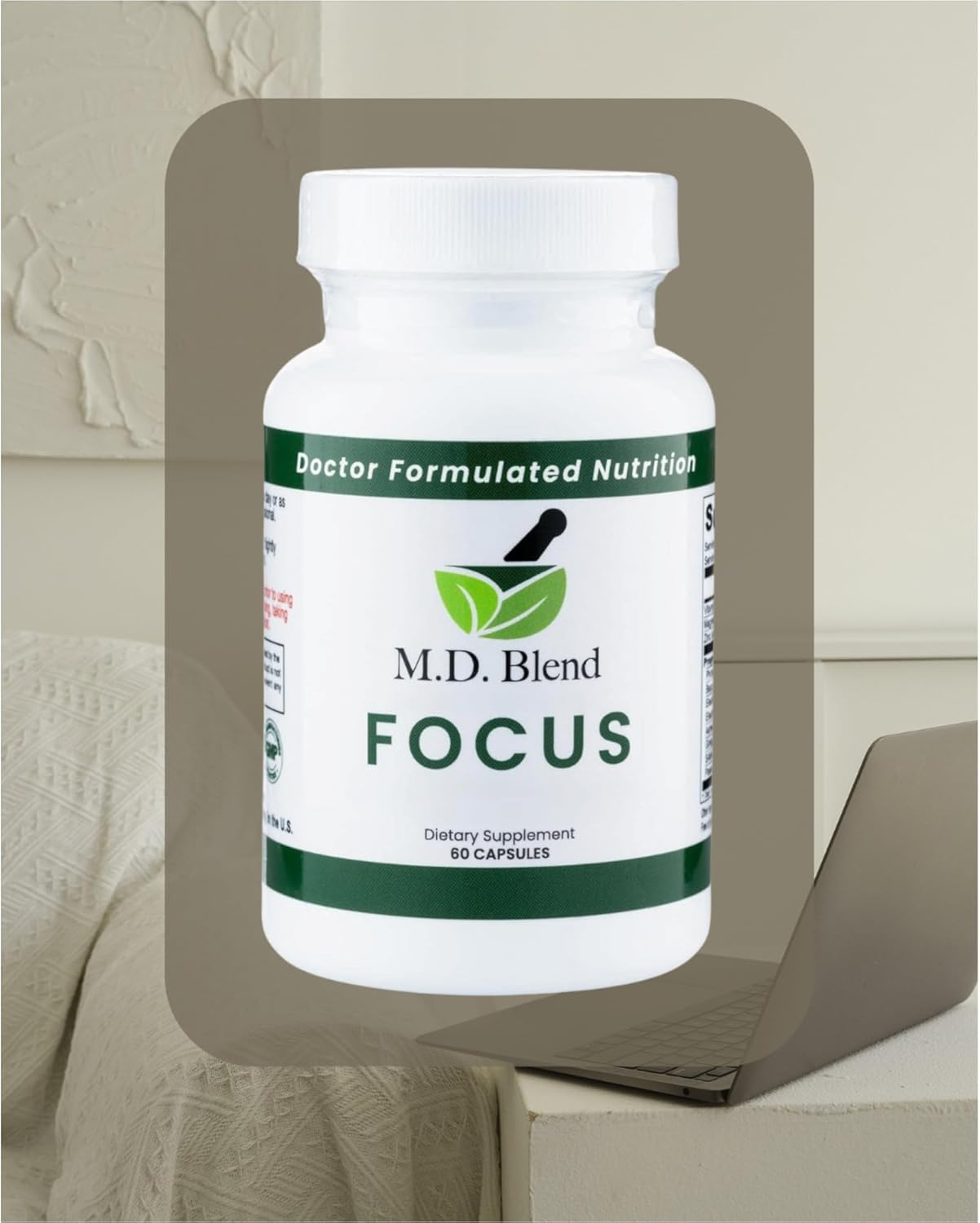 Focus Nootropic Brain Supplement, Boosts Concentration & Mental Clarity, Supports Memory & Calm, with Ginkgo Biloba & Ashwagandha, Daily Health and Wellness, 60 Gluten-Free Capsules - Image 2