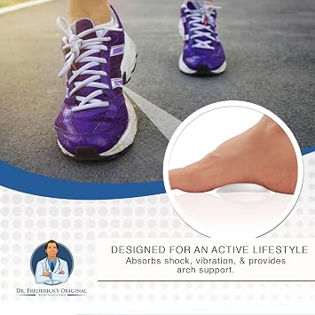 Dr. Fredericks Original Arch Support Gel Inserts - 6 ct - High Arch Support for Plantar Fasciitis, Flat Feet & PES Cavus - Peel & Stick Reusable Insoles for Men & Women - Fits All Shoe Types