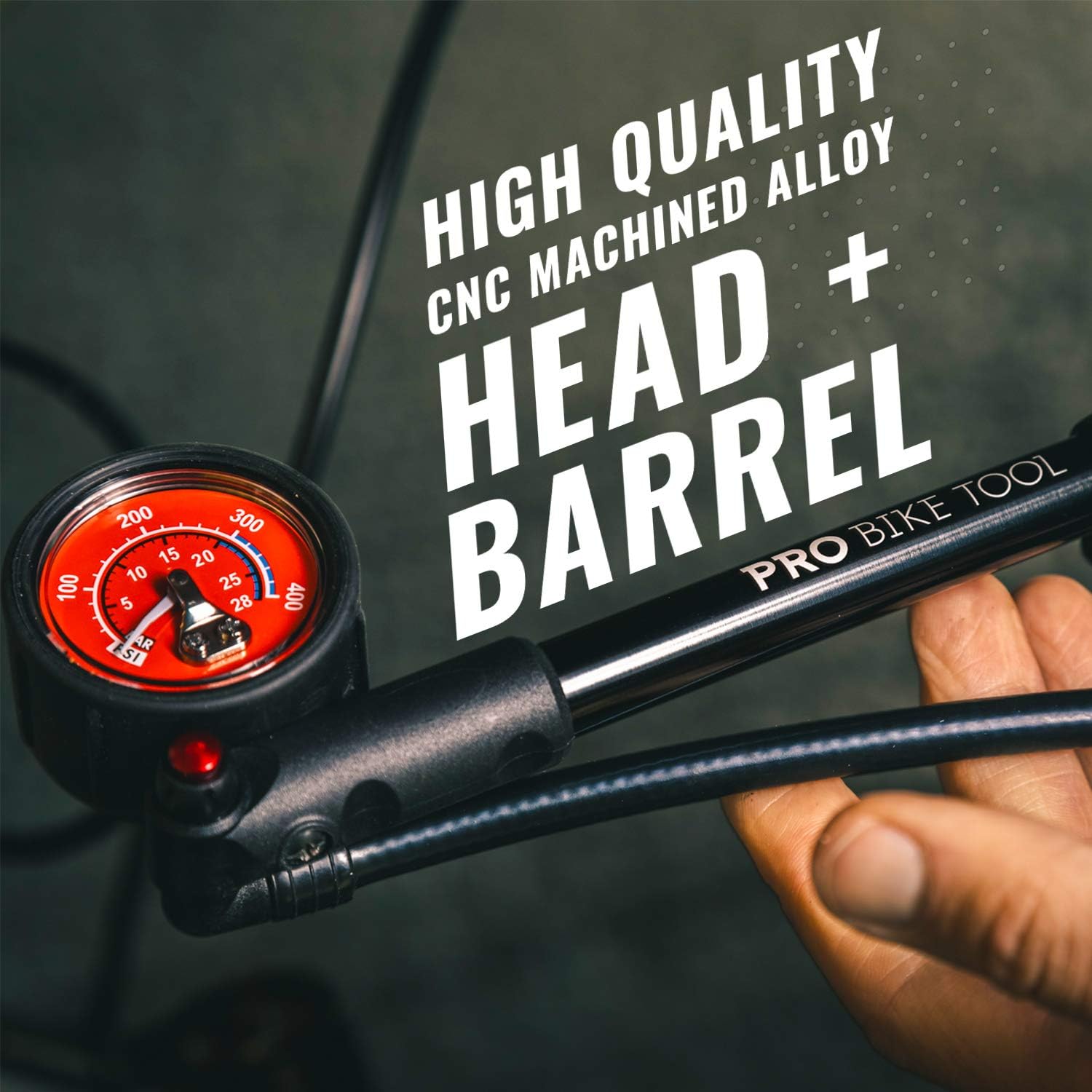 PRO BIKE TOOL Shock Pump for Mountain, Road Bikes and Motorcycle – High Pressure 300 Psi for Front Fork and Rear Bicycle Suspension Air Shocks – Anti-Leak Valve – T-Handle Design – Industrial Gauge : Sports & Outdoors