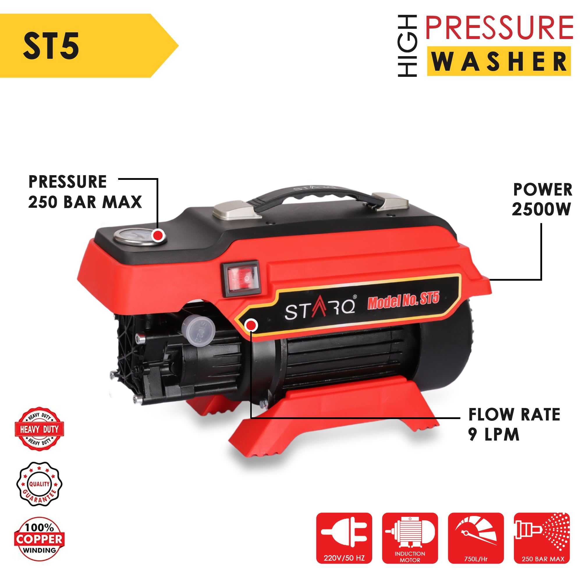 STARQ ST5 Pressure Washer - 250 Bar, 2500W -6