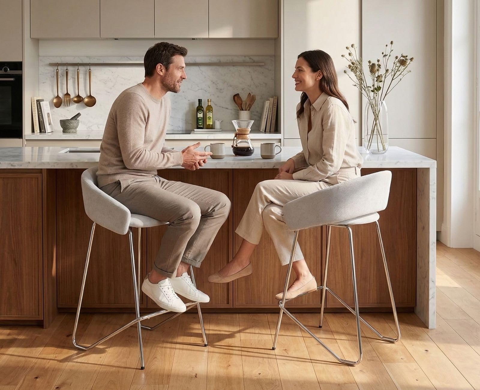 chairus 2PCS Tabourets de Bar Moderne, Chaises Bar Cuisine, Gris