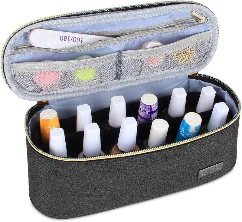 LUXJA Estojo organizador para esmaltes, preto, comporta até 12 frascos