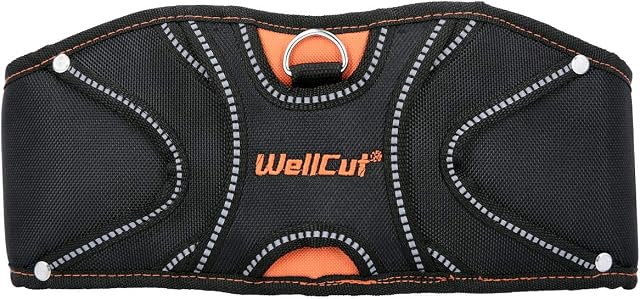 WELLCUT Heavy Weight Back Padded Support, Duty Tool Belt for Electricians Construction Professionals and DIY Enthusiasts, Black & Orange Colour with Reflective Stitching