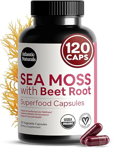 Atlantic Naturals Cápsulas de musgo marino con raíz de remolacha – Suplemento multivitamínico de calidad premium – Superalimento de musgo de mar