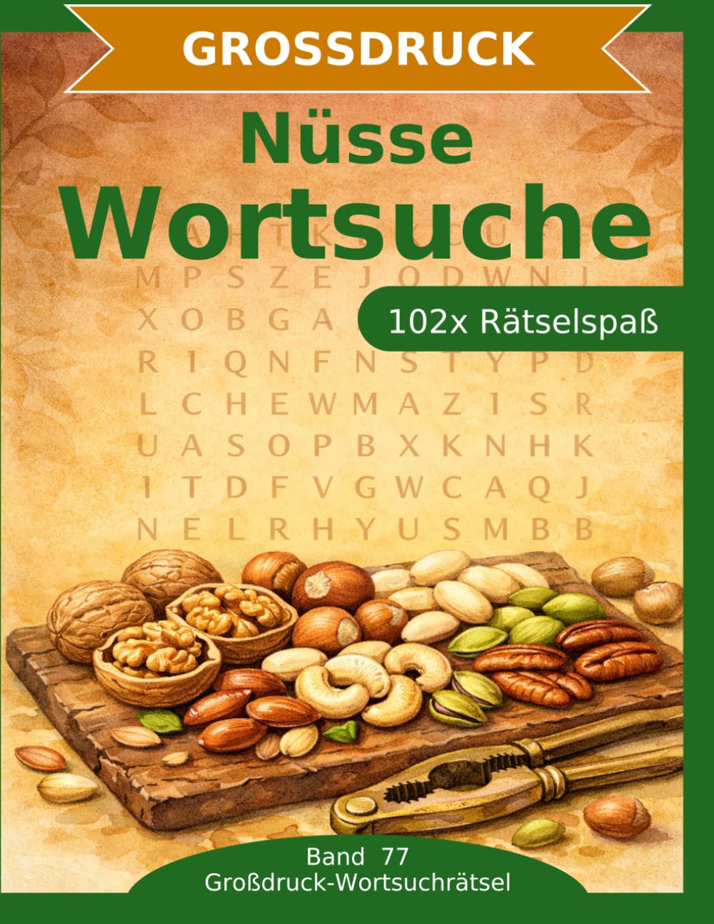 Nüsse — Wortsuche in Großdruck: 102 Wortsuchrätsel mit extra großer Schrift | Gehirnjogging Nüsse & Kerne | Geschenkidee für Oma & Opa