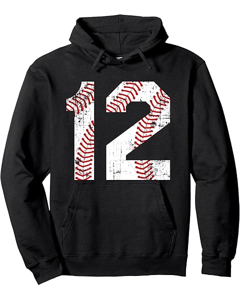 Vintage Baseball 12 Jersey Number Pullover Hoodie