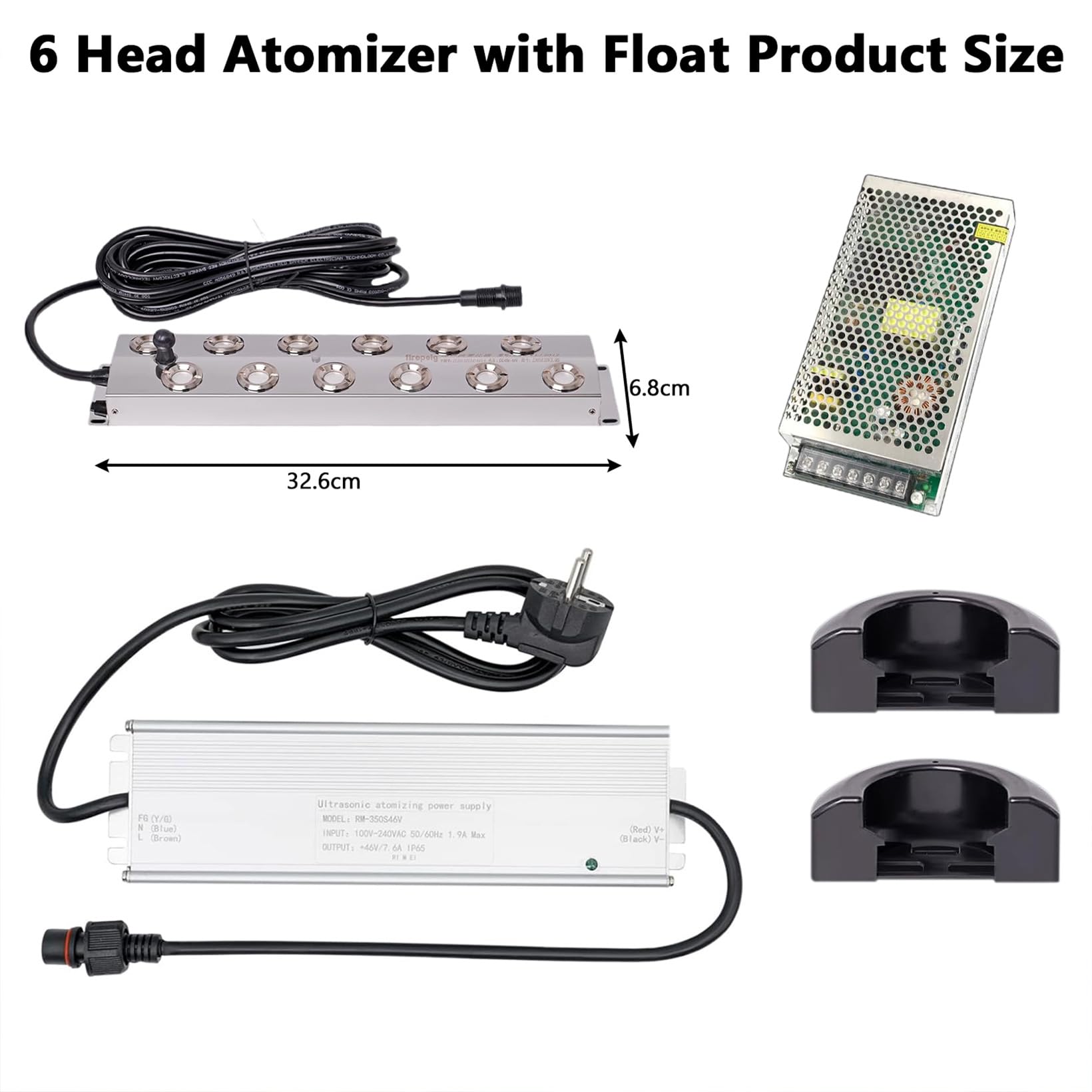 12 Cabezas Humidificador Estanque Dispositivo de Niebla, 400W Generadores de Niebla Ultrasónico con Fuente de Alimentación Impermeable, Dispositivo de Niebla con Boya(5 Metros)