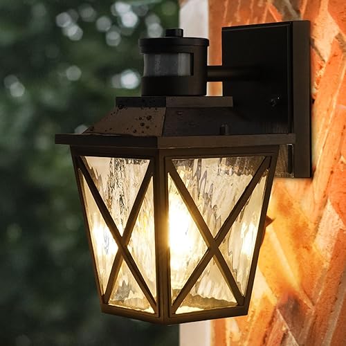 Luces de pared para exteriores, luces de porche con sensor de movimiento del anochecer al amanecer, lámpara exterior impermeable, luces de pared