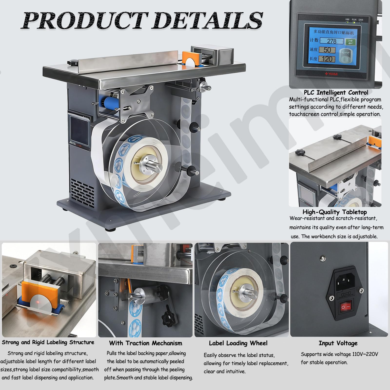 Etichettatrice con centraggio Automatico e PLC. velocità da 15 a 30 Etichette/min.Applicatore angolare a 90° con precisione di ±0,5 mm.Prestazioni affidabili Thediameteris25-30mm
