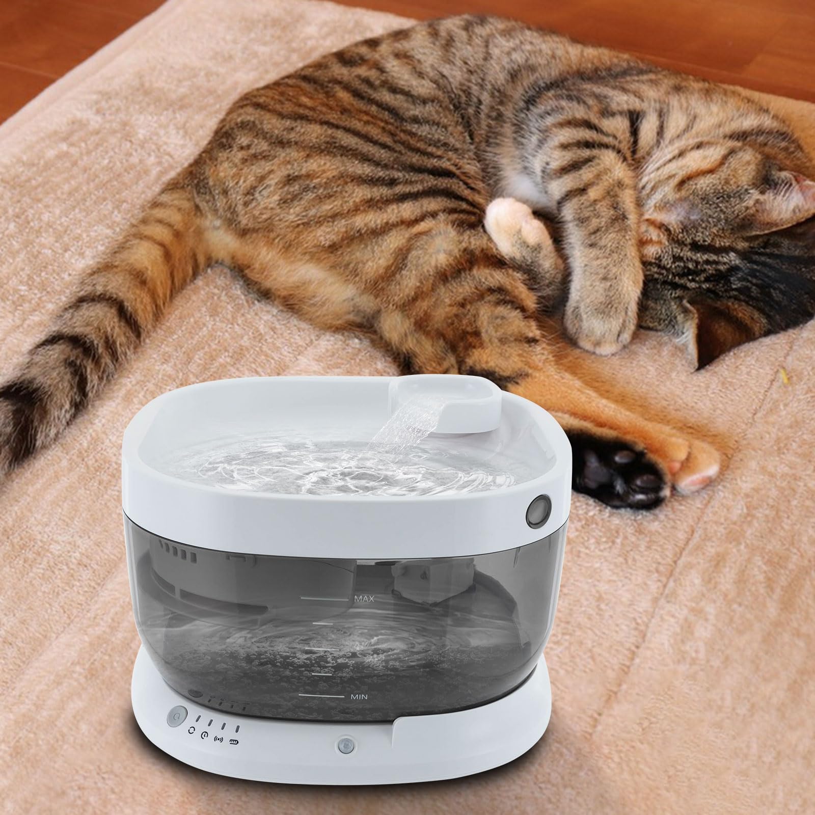 Dispensador de agua para animales de 7 litros "blanco" con adaptador USB, fuente automática para perros y gatos, bomba silenciosa, diseño antigoteo y estándar de seguridad europeo