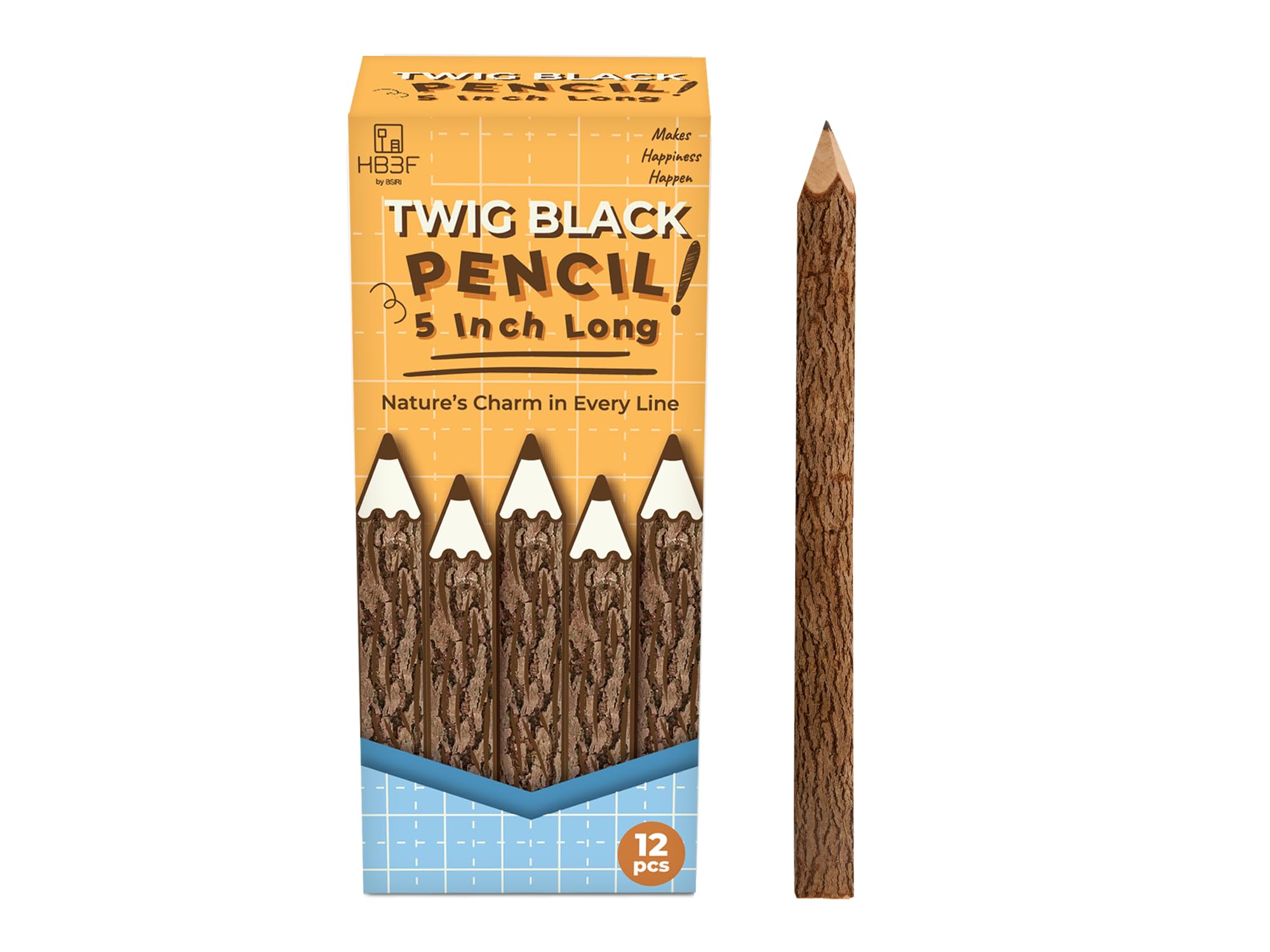 BSIRI Pencil Wood Favors of Graphite Wooden Tree Rustic Twig Pencils Unique Birch of 12 Camping Lumberjack Decorations Party Supplies Novelty Gifts as a Natural Pencil Gifts for Kids in Classroom