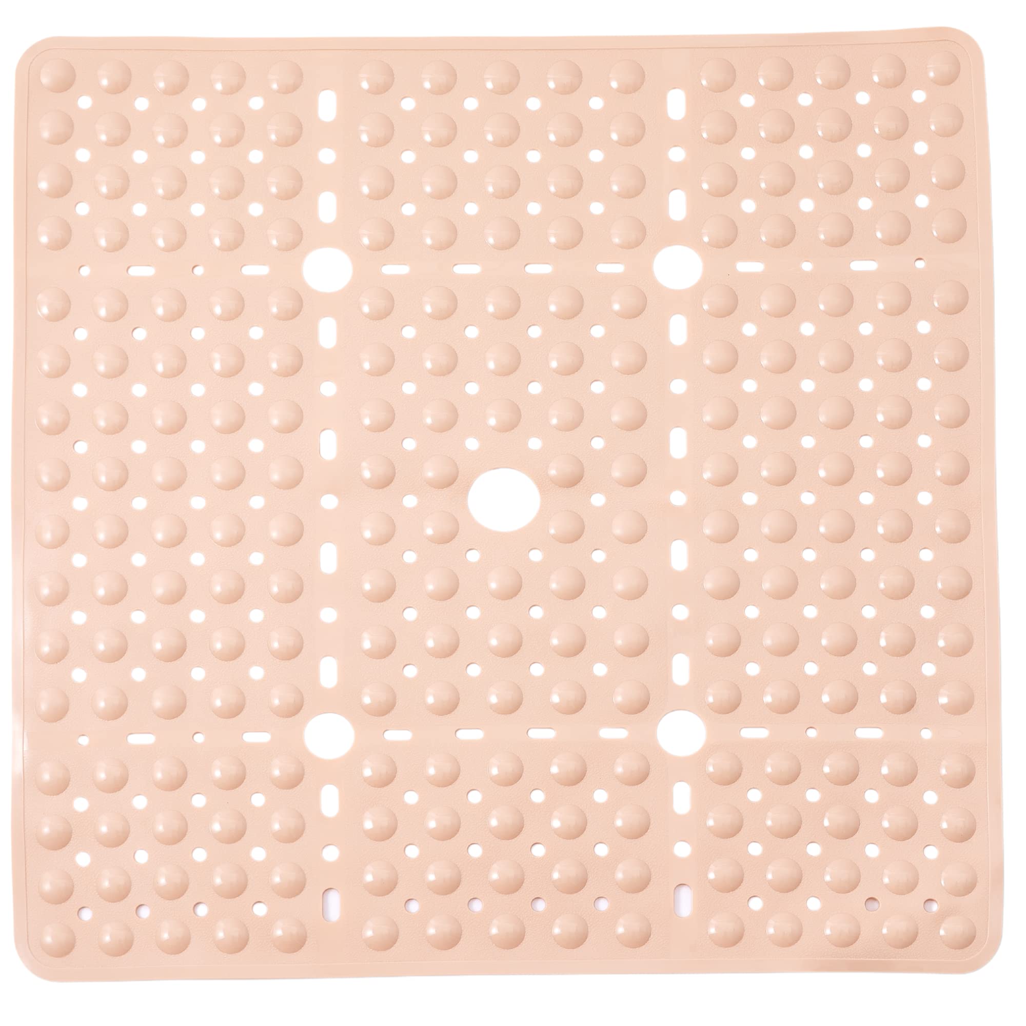 ENKOSILarge Square Shower Mat Non Slip - Bath Mats for Bathroom Non Slip for Shower - Shower Grip Mat - Non Slip Mat for Shower - Large Shower Mat - Secure mat for Shower Floor (Beige Opaque 27x27)