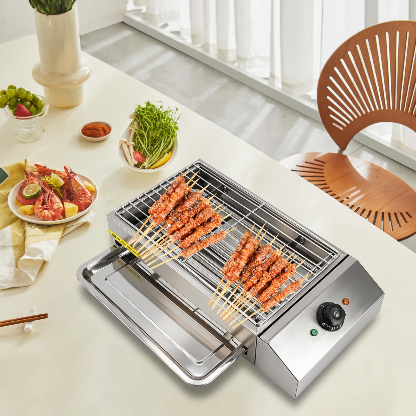 Gril elettrico da cucina professionale con piastra di cottura regolabile per grigliare pollo, pesce e verdure