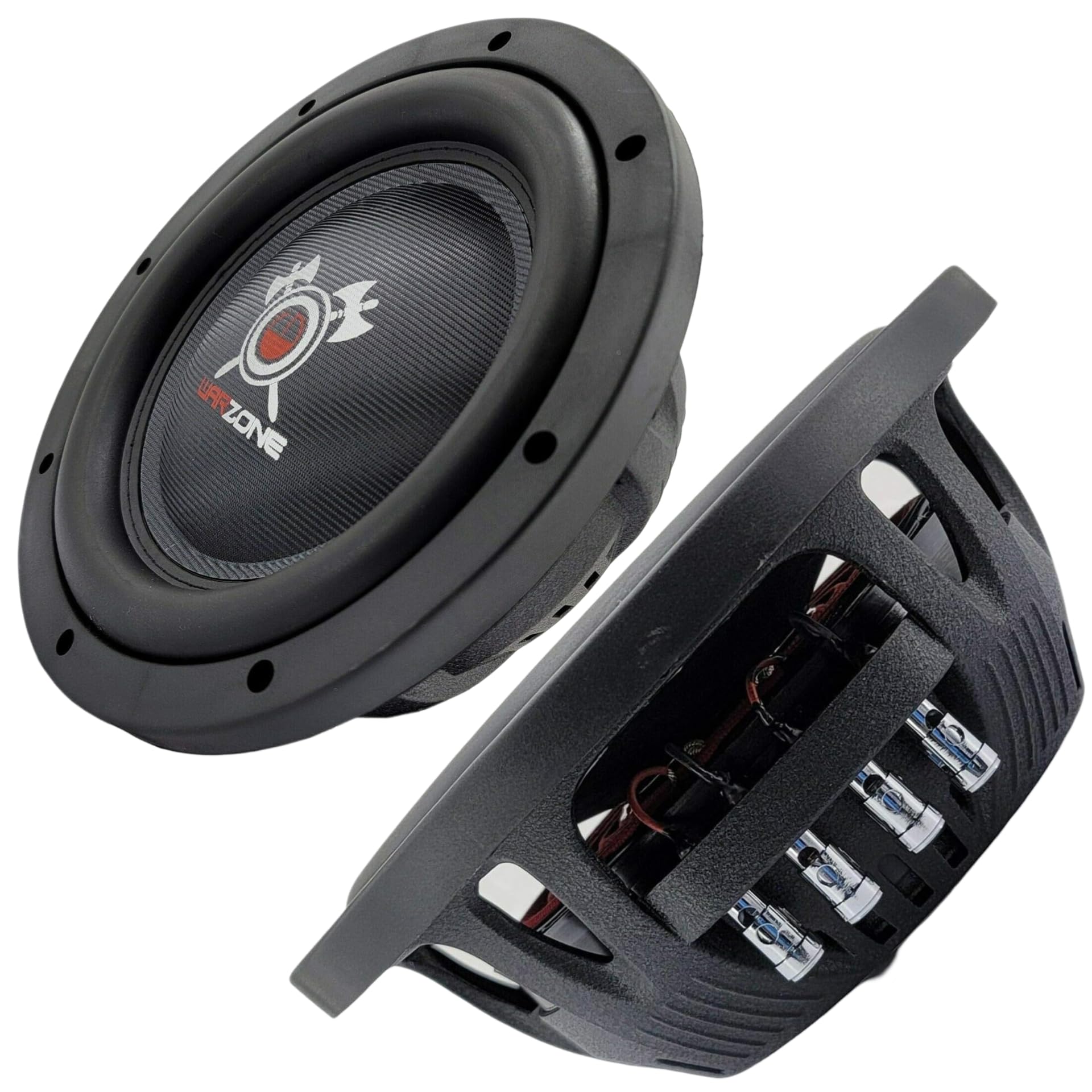 Gravity Warzone WZ12D4 12 Inch 1500 Watt Max Power Elite Car Audio Shallow Subwoofer 4 Ohm DVC - Dual Voice Coil Stereo Competition Grade Sub - 2 Subwoofers