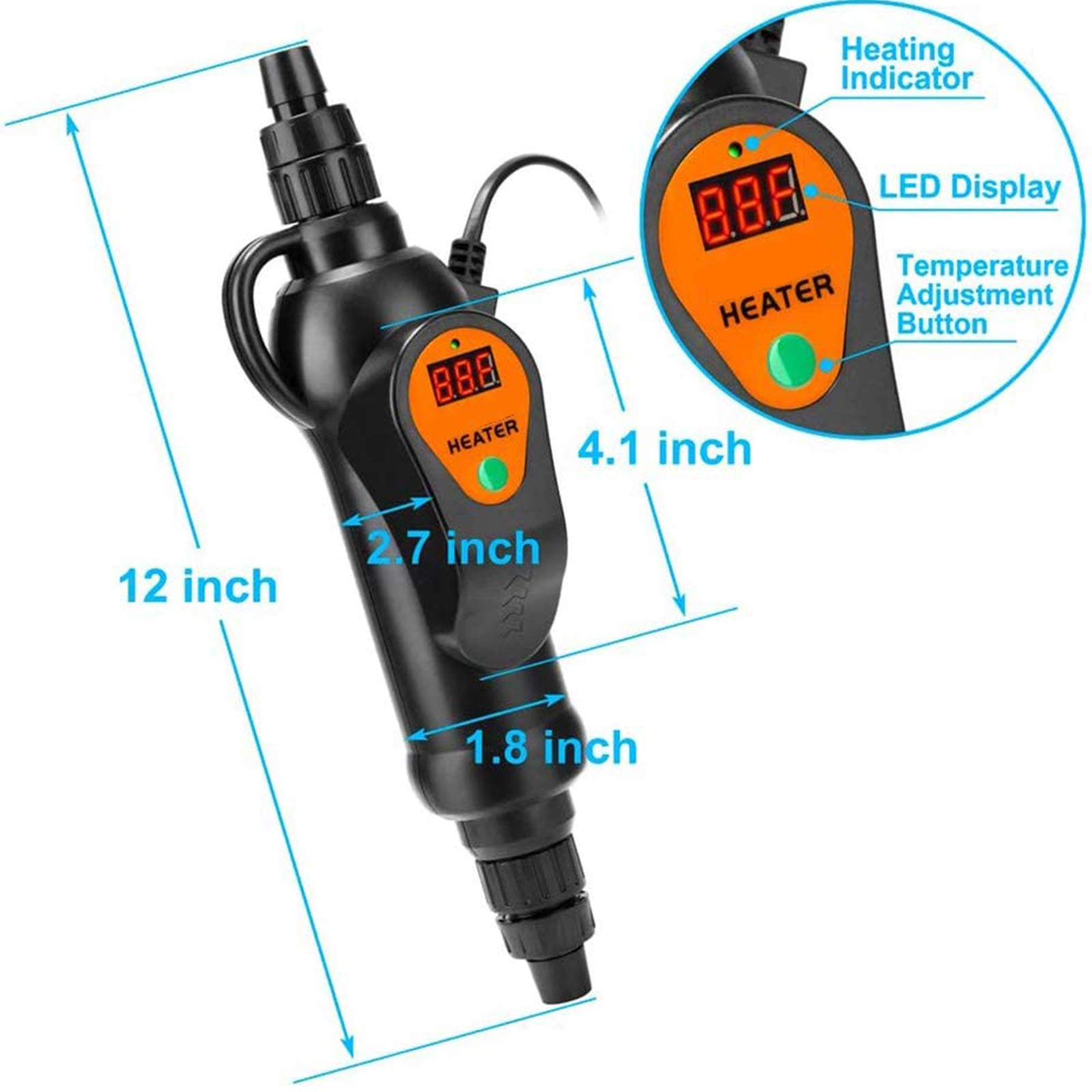 Ajustable Acuario Calentador para Acuario Externo Agua Varilla De Calefacción Controlador De Temperatura con LED Digital Temperatura Controlador para Pecera De Tortuga Betta Y Pequeña