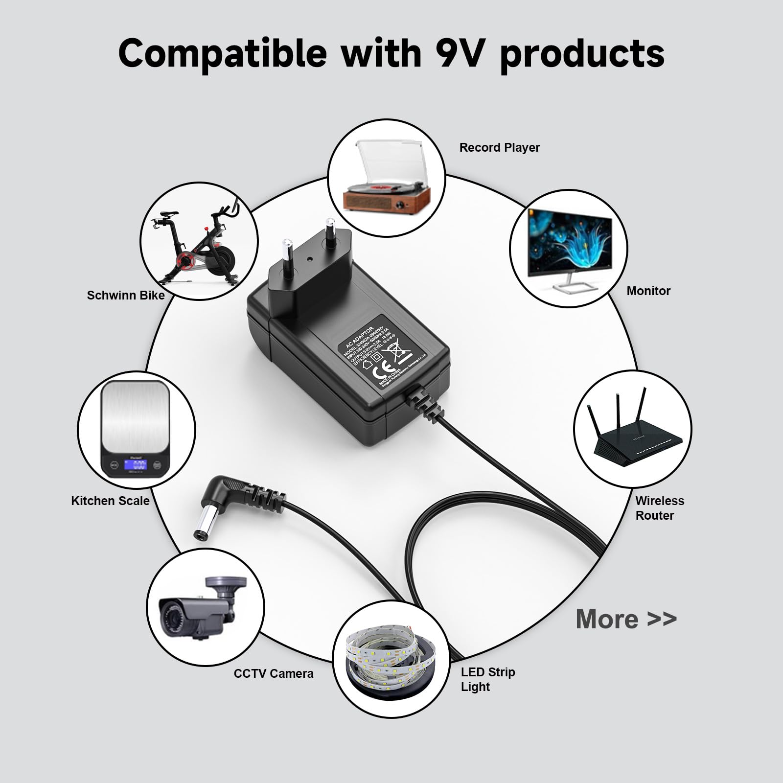 Transformateur 9V 2A 18W - Bloc D'Alimentation Universel Pour Bandes LED, Routeur, Caméra Et Appareils Électroniques