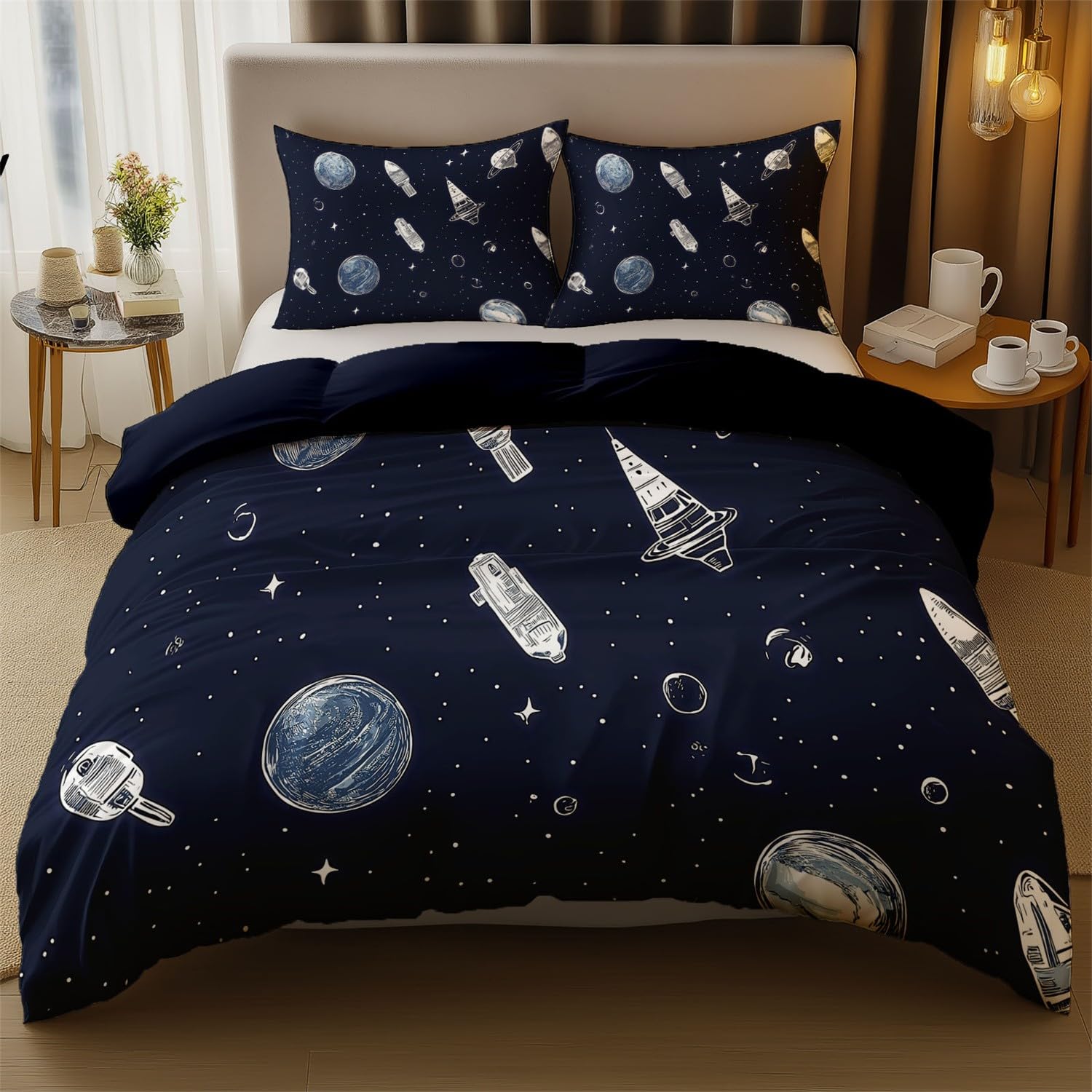 Zestaw poszewek na kołdrę kolorowy koliber kwiaty pościel 230 x 220 cm zestaw pościeli z nadrukiem z parą poszewek na poduszki, miękka poszewka na kołdrę z mikrofibry z zamkiem błyskawicznym czarna
