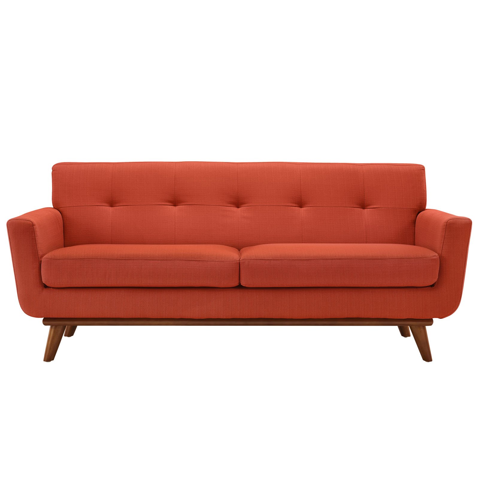 Modway Engage Mid-Century Modern Upholstered Fabric Loveseat in Atomic Red