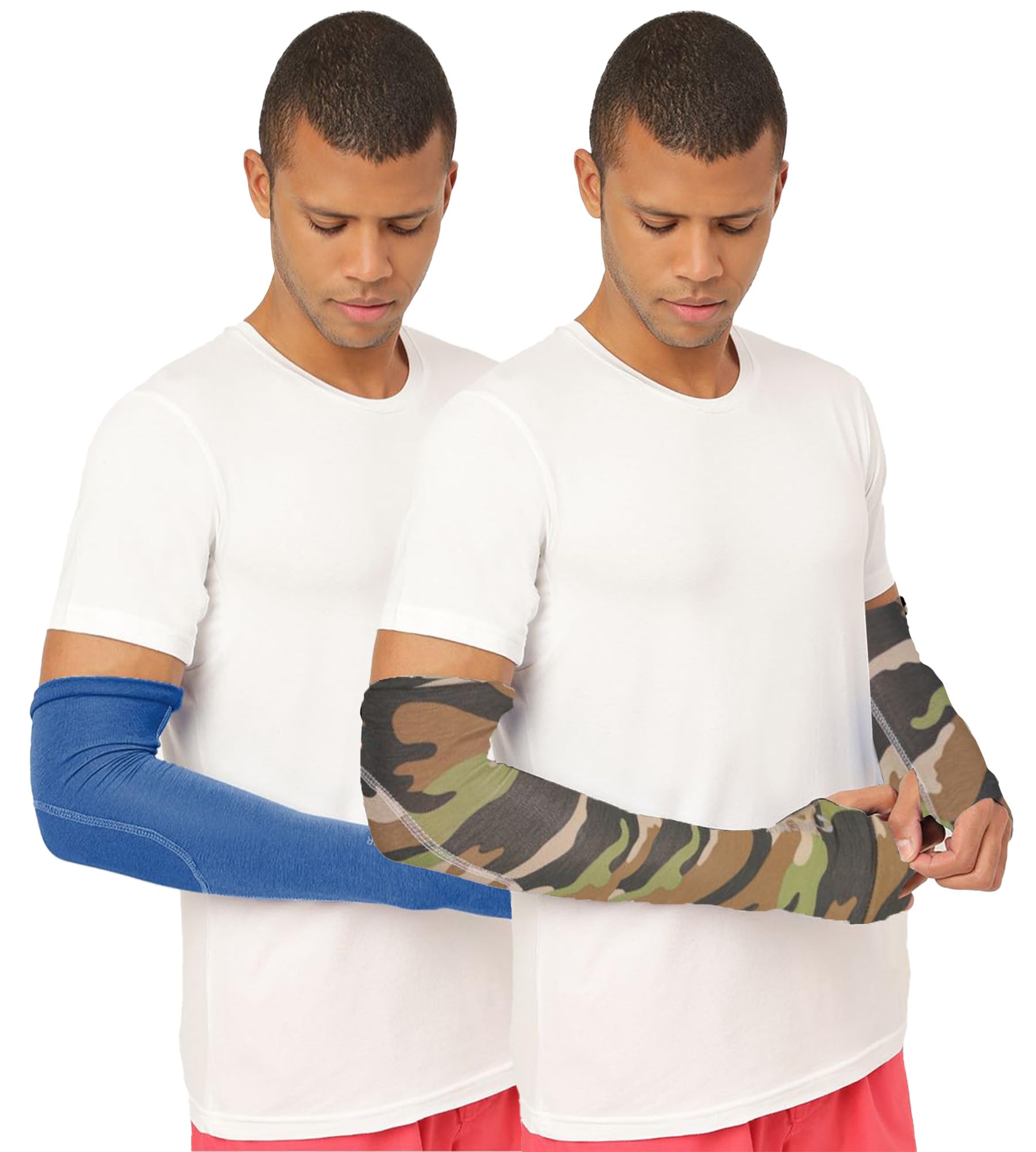 FREECULTR Unisex Breatheable Bamboo Cotton Antibacterial Arm Sleeves with in Built Glove (Pack 2)