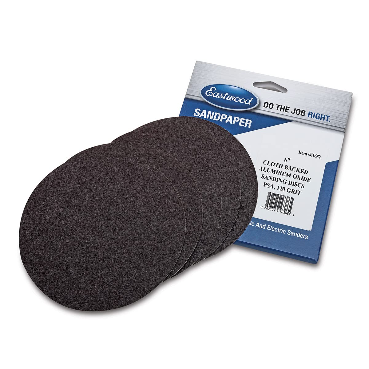 Eastwood 6 Inch Aluminum Oxide Cloth Backed PSA Sandpaper - 5 Pack - 120 Grit