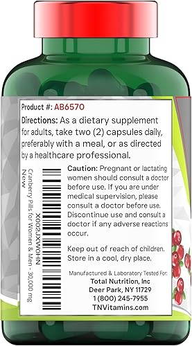 Miniatura 8 de Pastillas de arándano para mujeres y hombres (30,000 mg - 90 cápsulas) | Apoya la salud del tracto urinario* | Suplemento concentrado de arándano |
