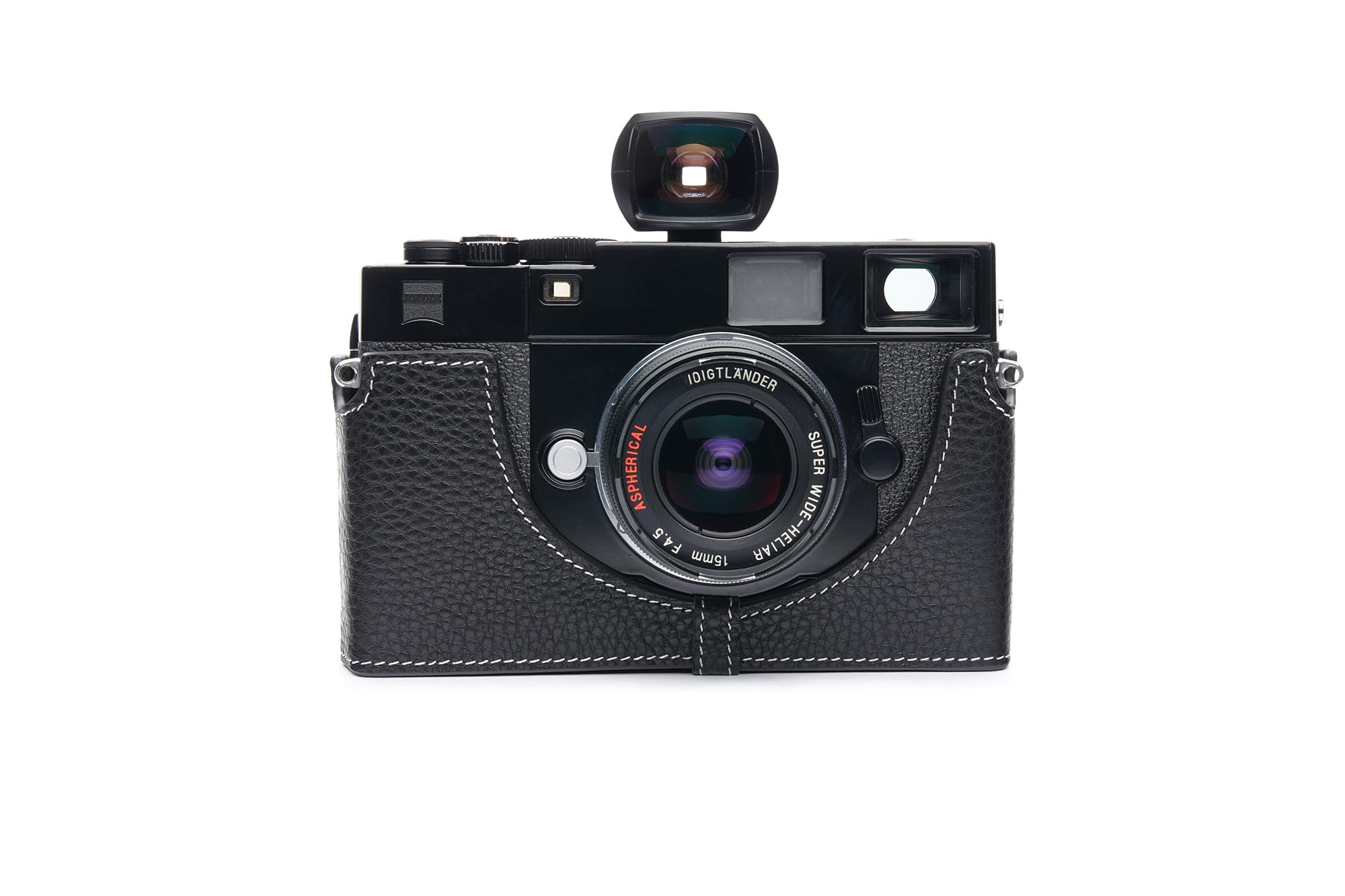 Handmade Genuine Real Leather Half Camera Case Bag Cover for ZEISS IKON ZM SW Black Color